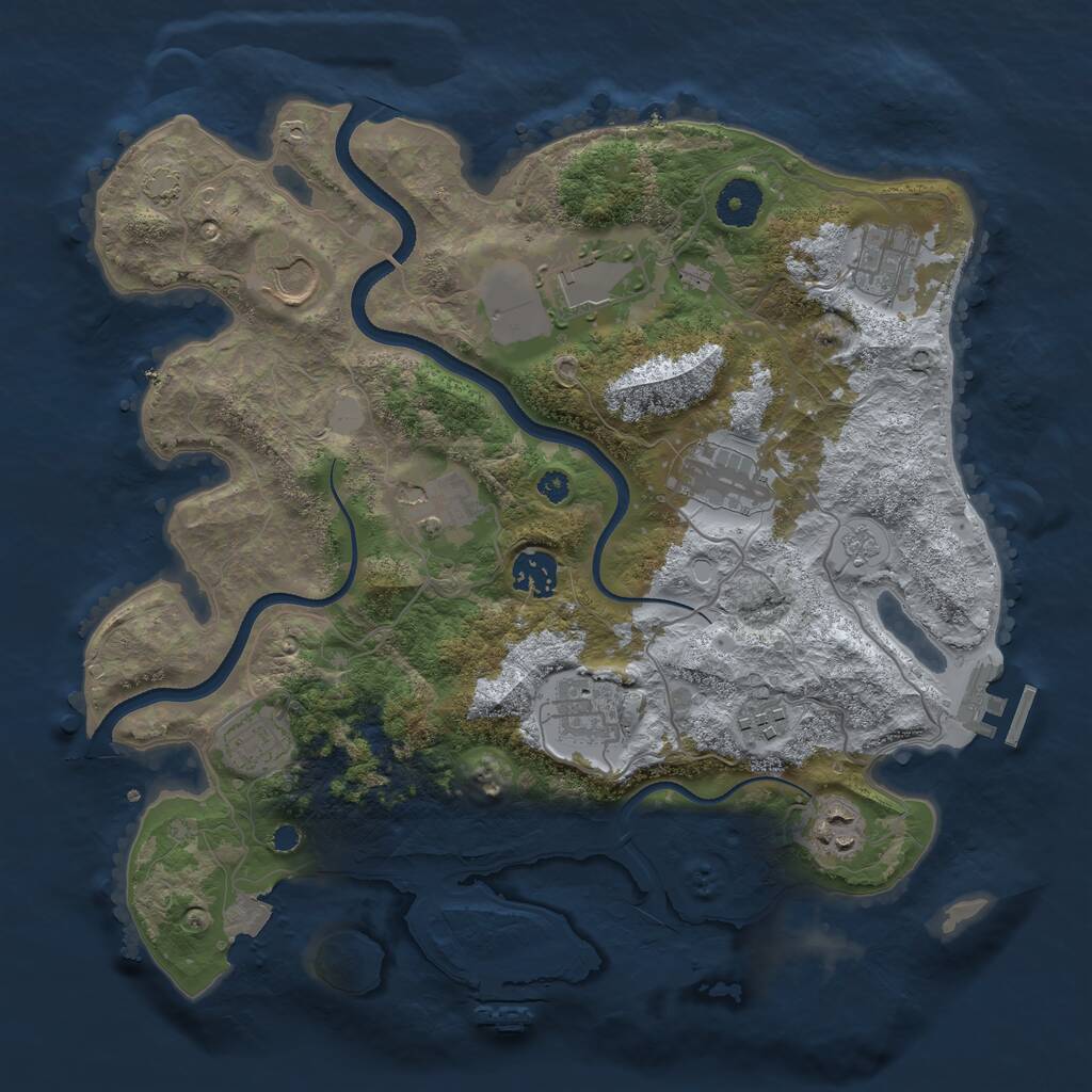 Rust Map: Procedural Map, Size: 3500, Seed: 3452345, 15 Monuments