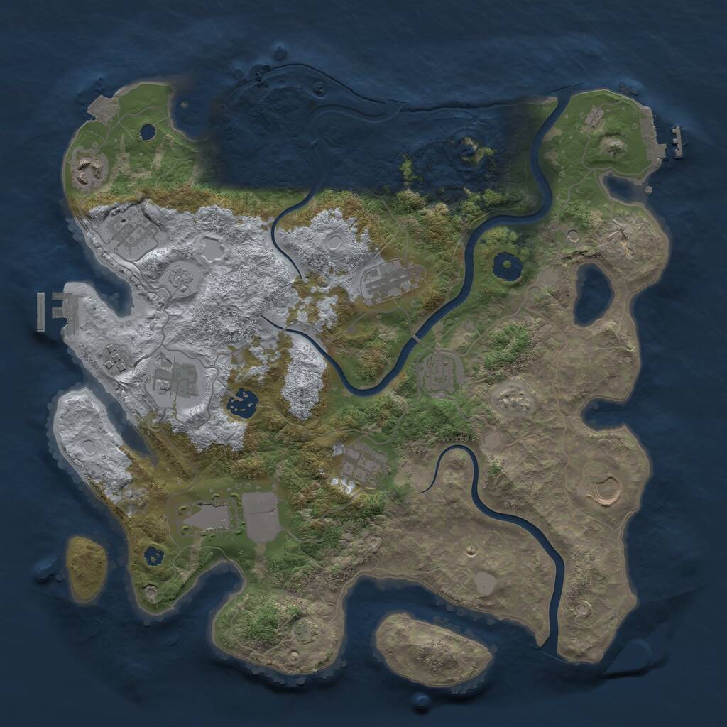 Rust Map: Procedural Map, Size: 3750, Seed: 7488624, 16 Monuments
