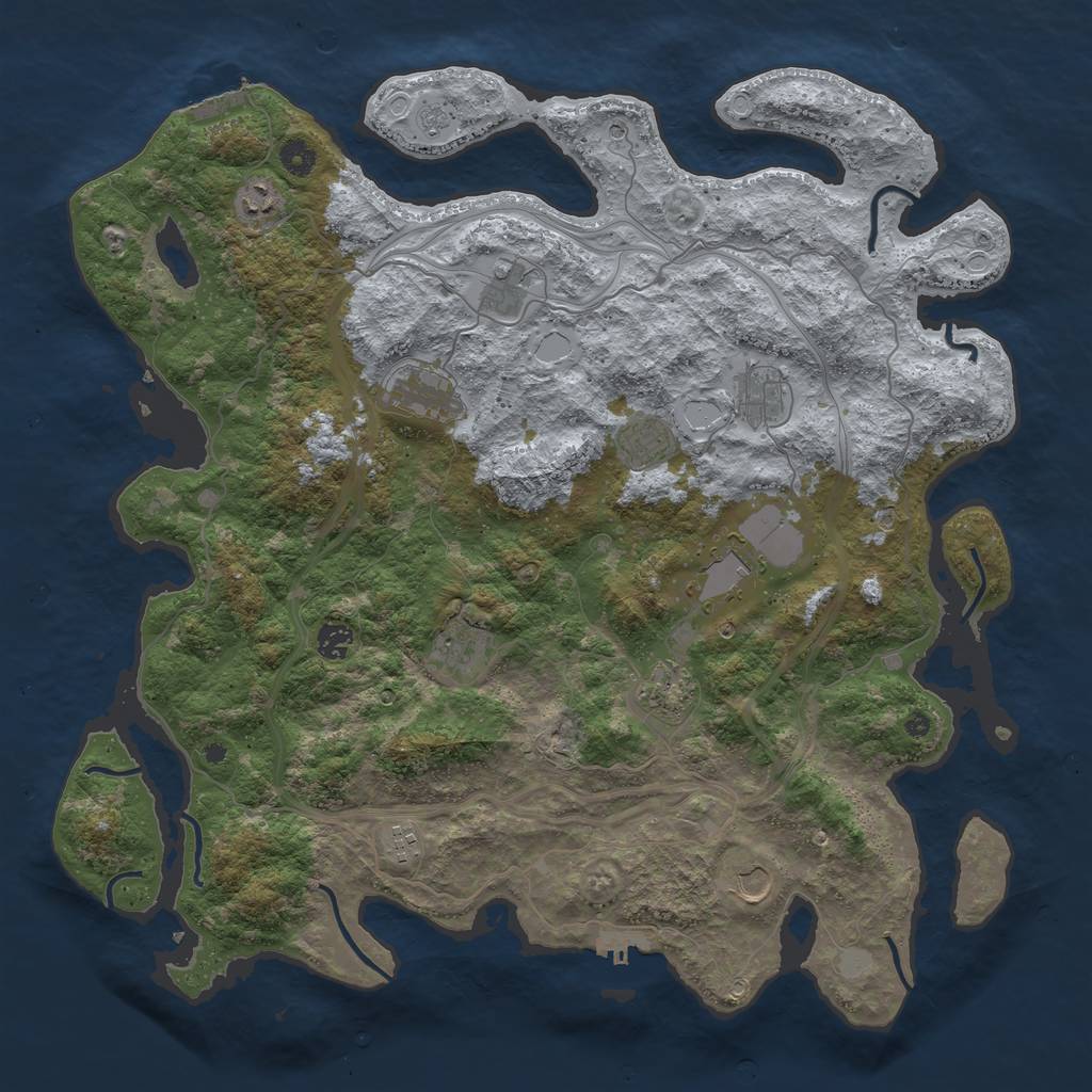 Rust Map: Procedural Map, Size: 4500, Seed: 1074444283, 20 Monuments