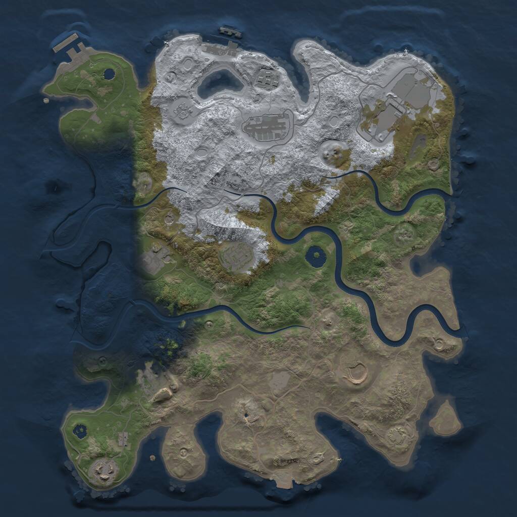 Rust Map: Procedural Map, Size: 3725, Seed: 317422668, 14 Monuments