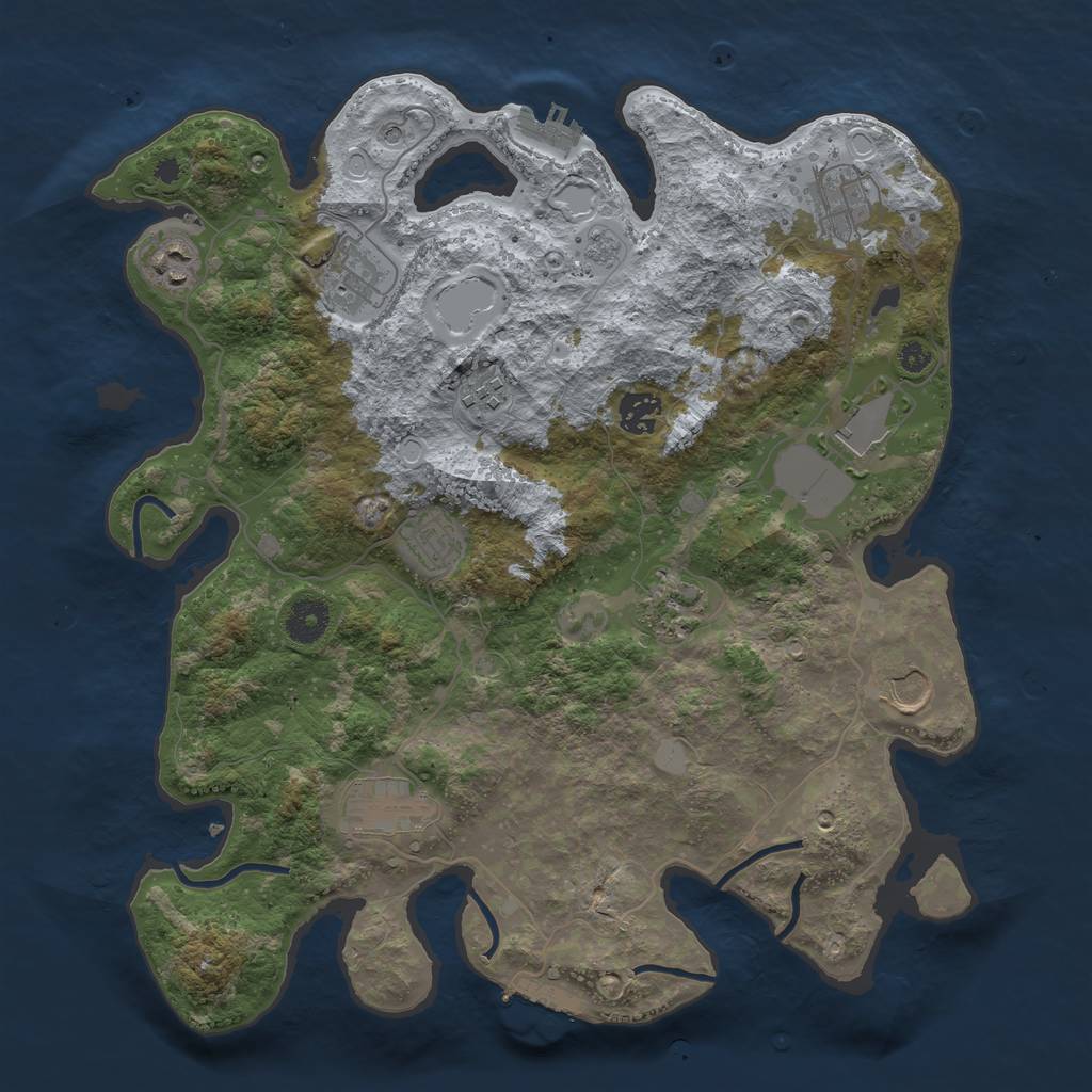 Rust Map: Procedural Map, Size: 3725, Seed: 317422668, 19 Monuments
