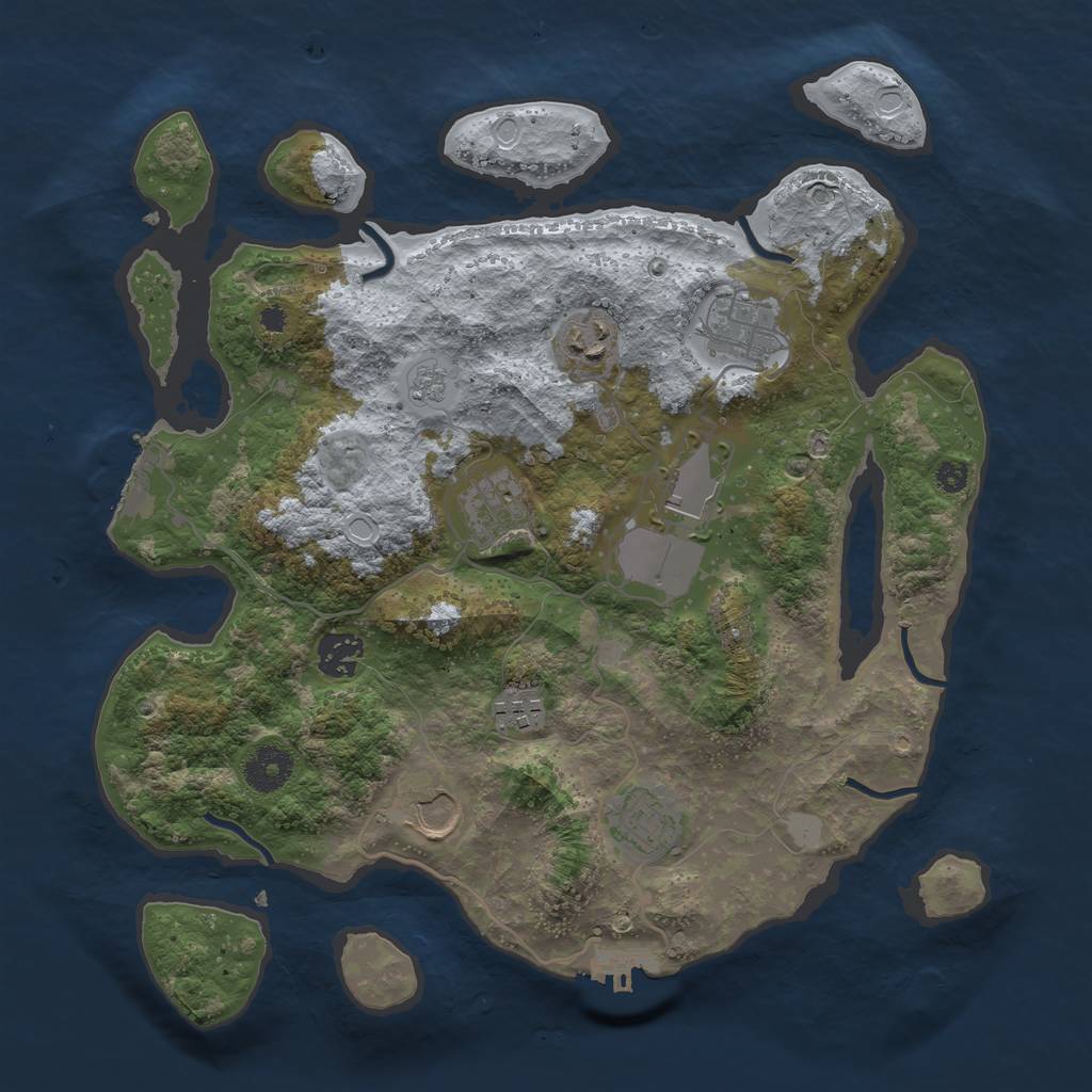 Rust Map: Procedural Map, Size: 3500, Seed: 489706825, 16 Monuments