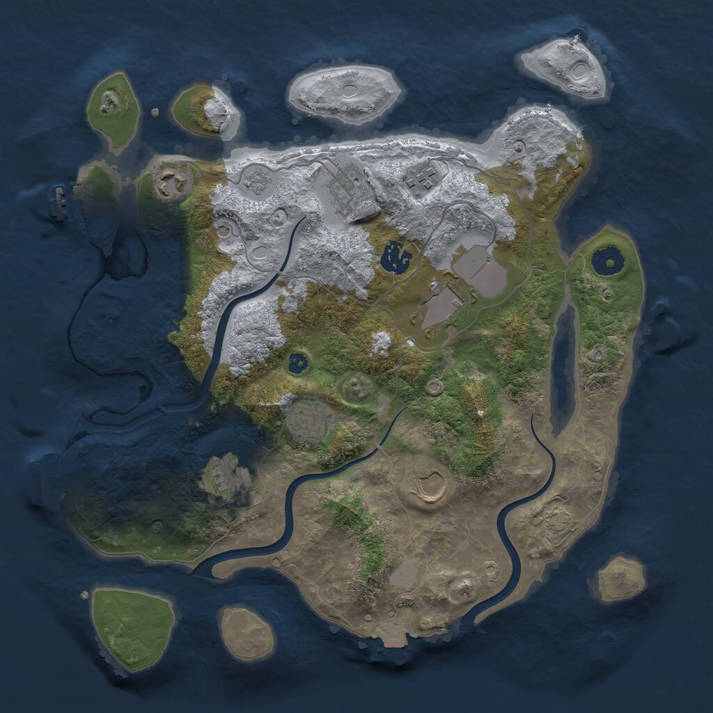 Rust Map: Procedural Map, Size: 3500, Seed: 489706825, 14 Monuments