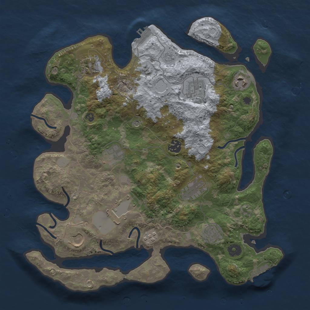 Rust Map: Procedural Map, Size: 3500, Seed: 2057938827, 19 Monuments