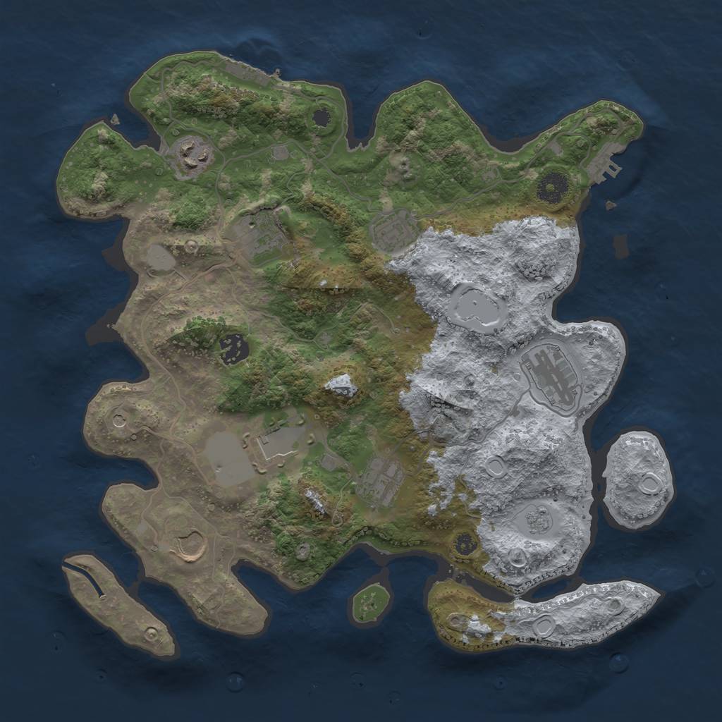 Rust Map: Procedural Map, Size: 3500, Seed: 1006588722, 17 Monuments