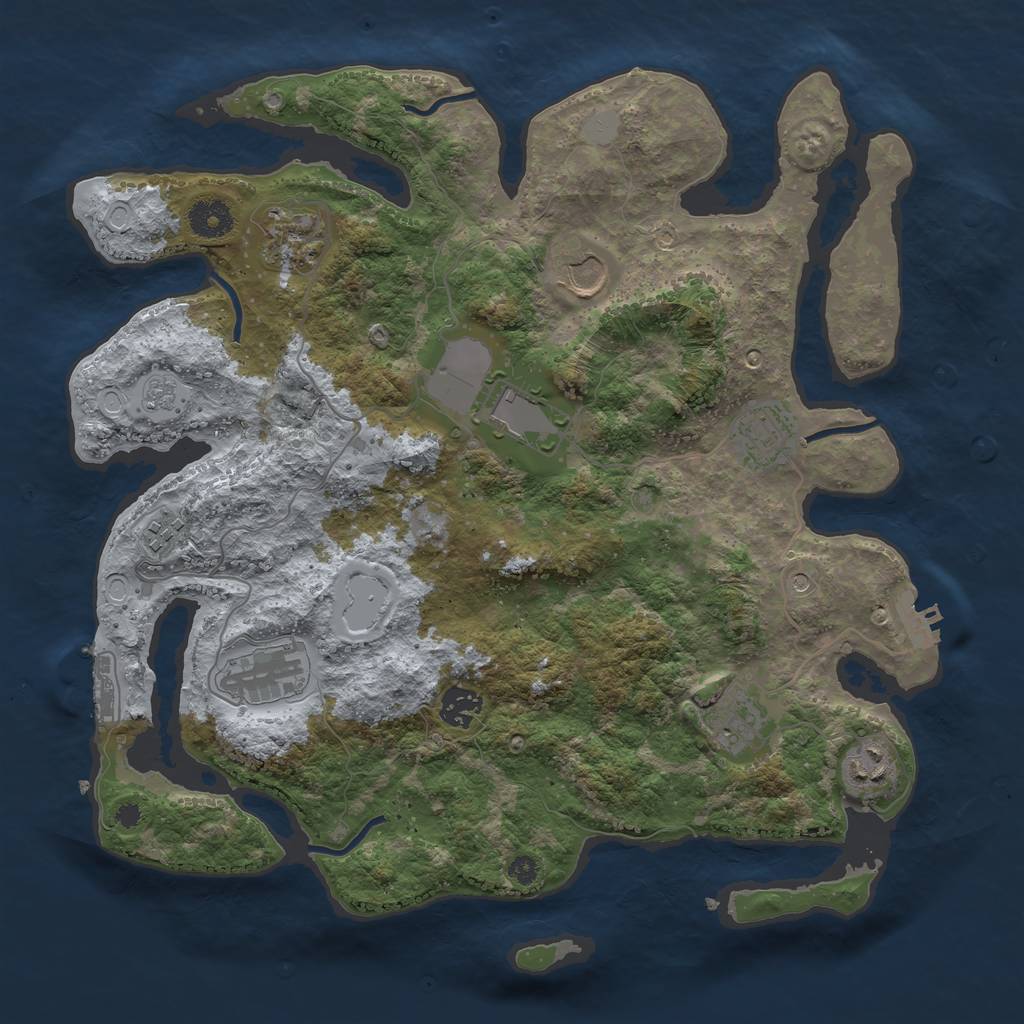 Rust Map: Procedural Map, Size: 3700, Seed: 779267250, 18 Monuments