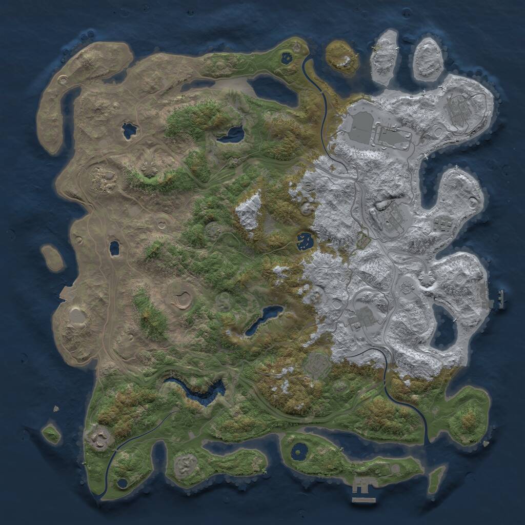 Rust Map: Procedural Map, Size: 4500, Seed: 432312, 16 Monuments