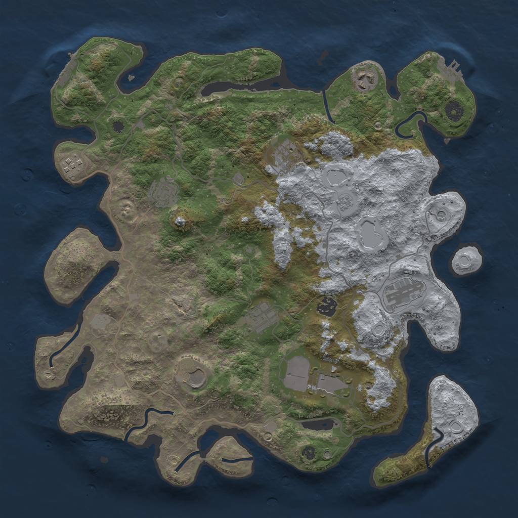 Rust Map: Procedural Map, Size: 4000, Seed: 1075444115, 18 Monuments