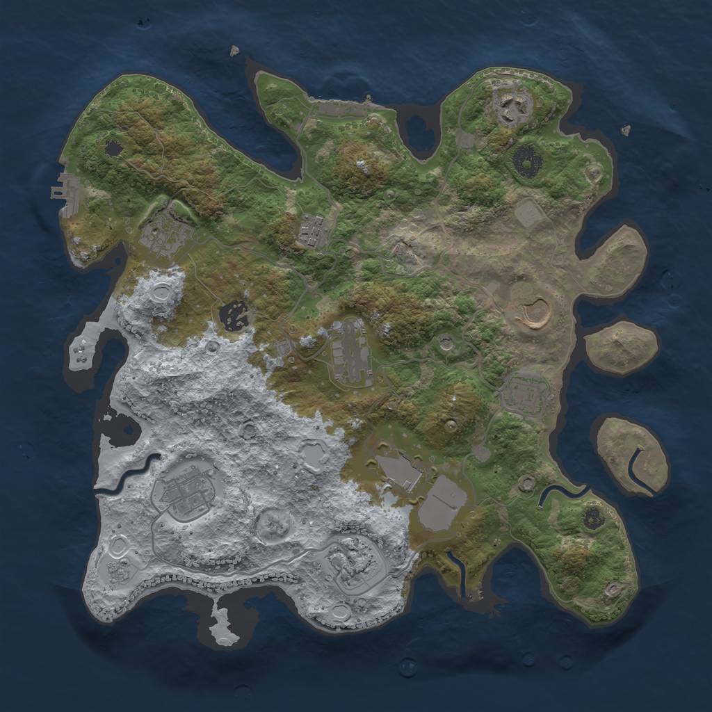 Rust Map: Procedural Map, Size: 3500, Seed: 177693494, 19 Monuments