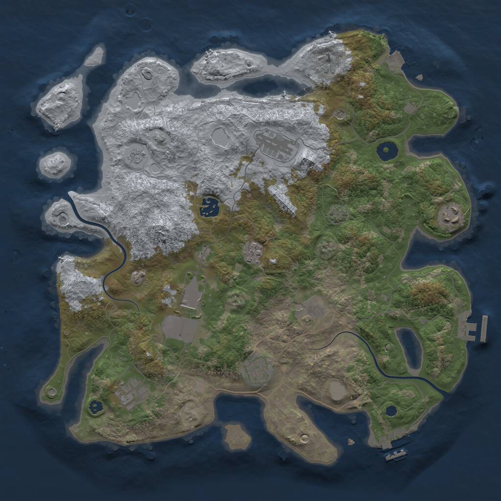 Rust Map: Procedural Map, Size: 3750, Seed: 1286457, 14 Monuments