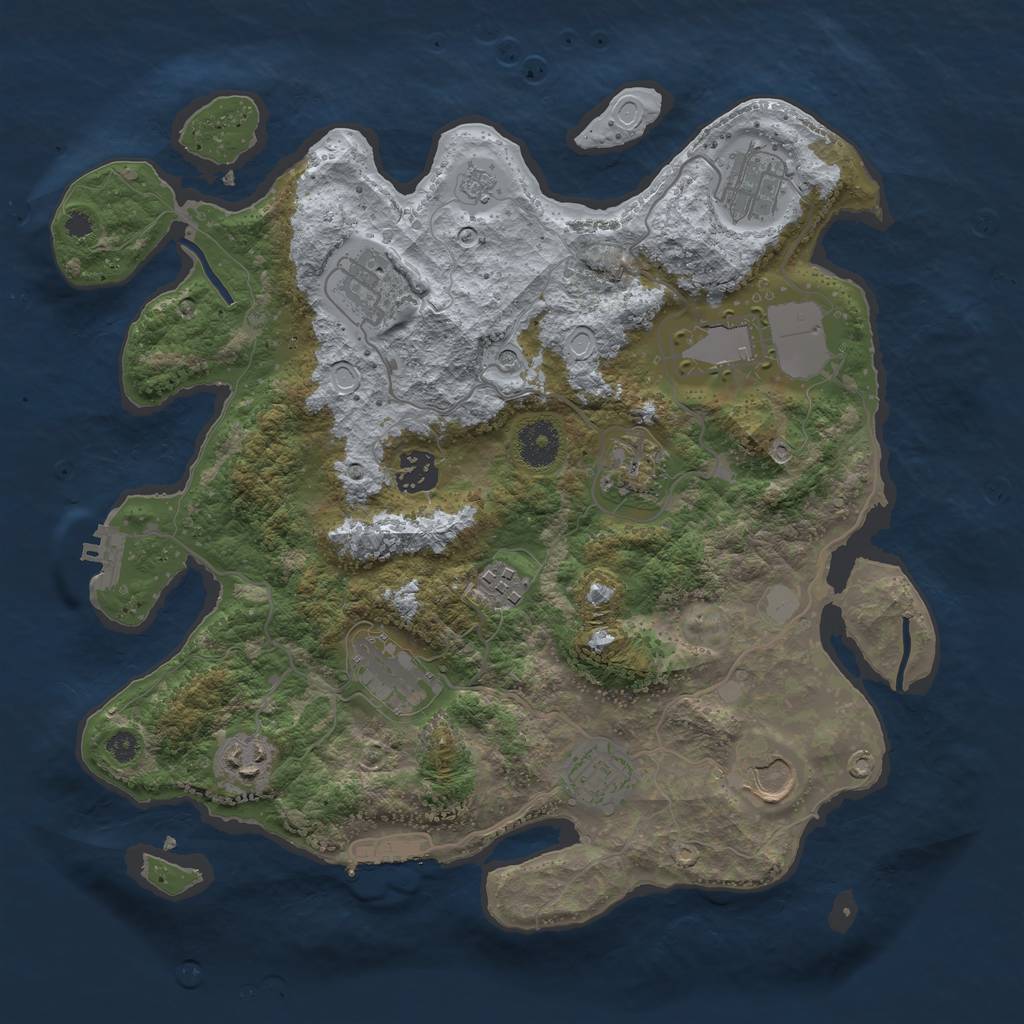 Rust Map: Procedural Map, Size: 3500, Seed: 718723411, 19 Monuments