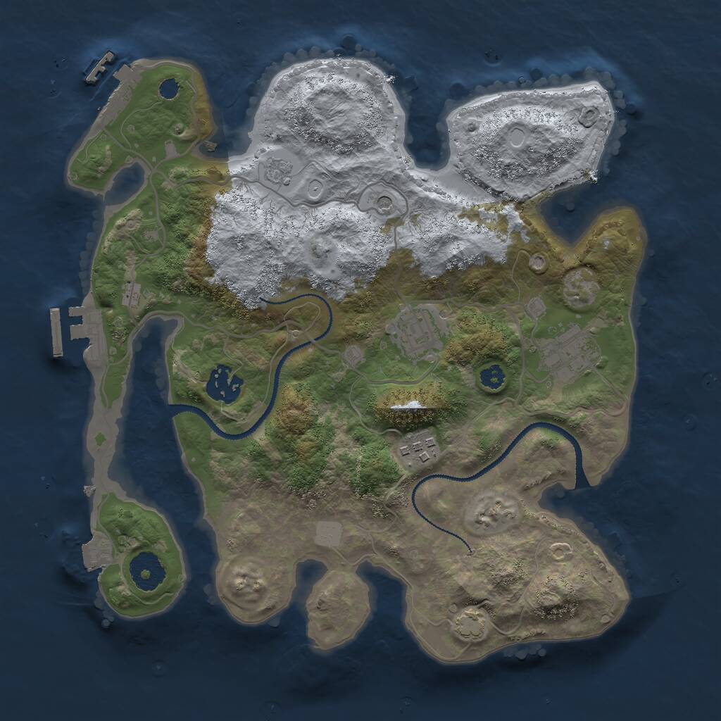 Rust Map: Procedural Map, Size: 3000, Seed: 615373, 10 Monuments