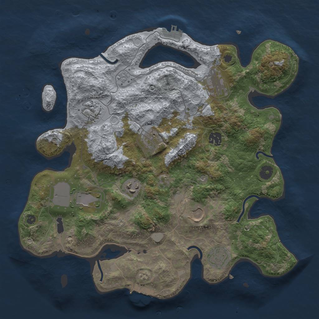 Rust Map: Procedural Map, Size: 3500, Seed: 4658466, 17 Monuments