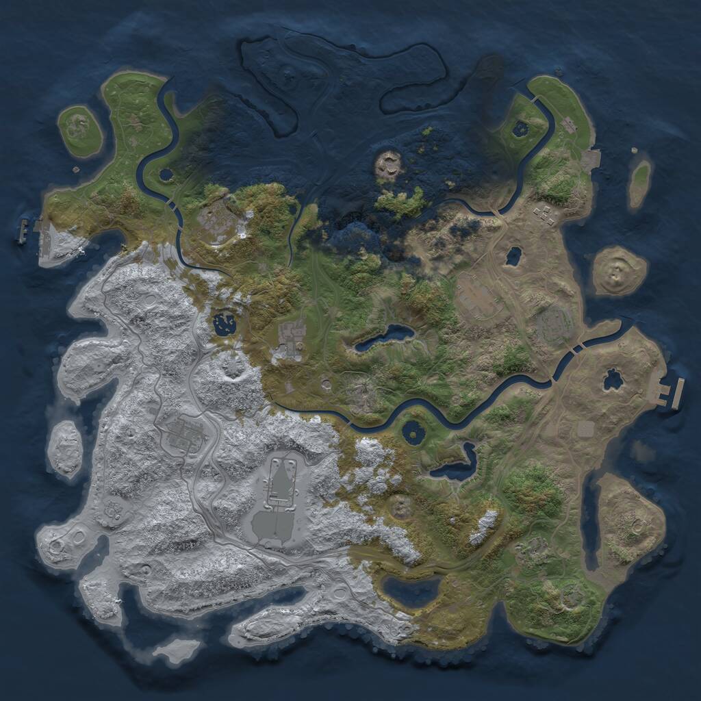 Rust Map: Procedural Map, Size: 4500, Seed: 356696534, 16 Monuments
