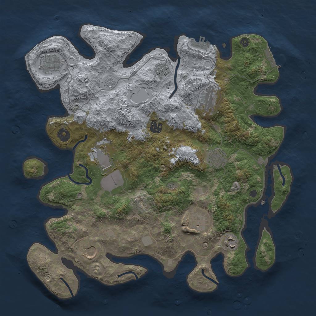 Rust Map: Procedural Map, Size: 3650, Seed: 68561250, 18 Monuments