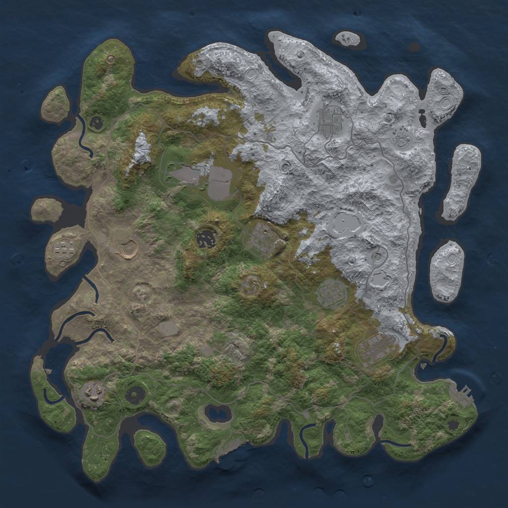 Rust Map: Procedural Map, Size: 4000, Seed: 98499866, 18 Monuments
