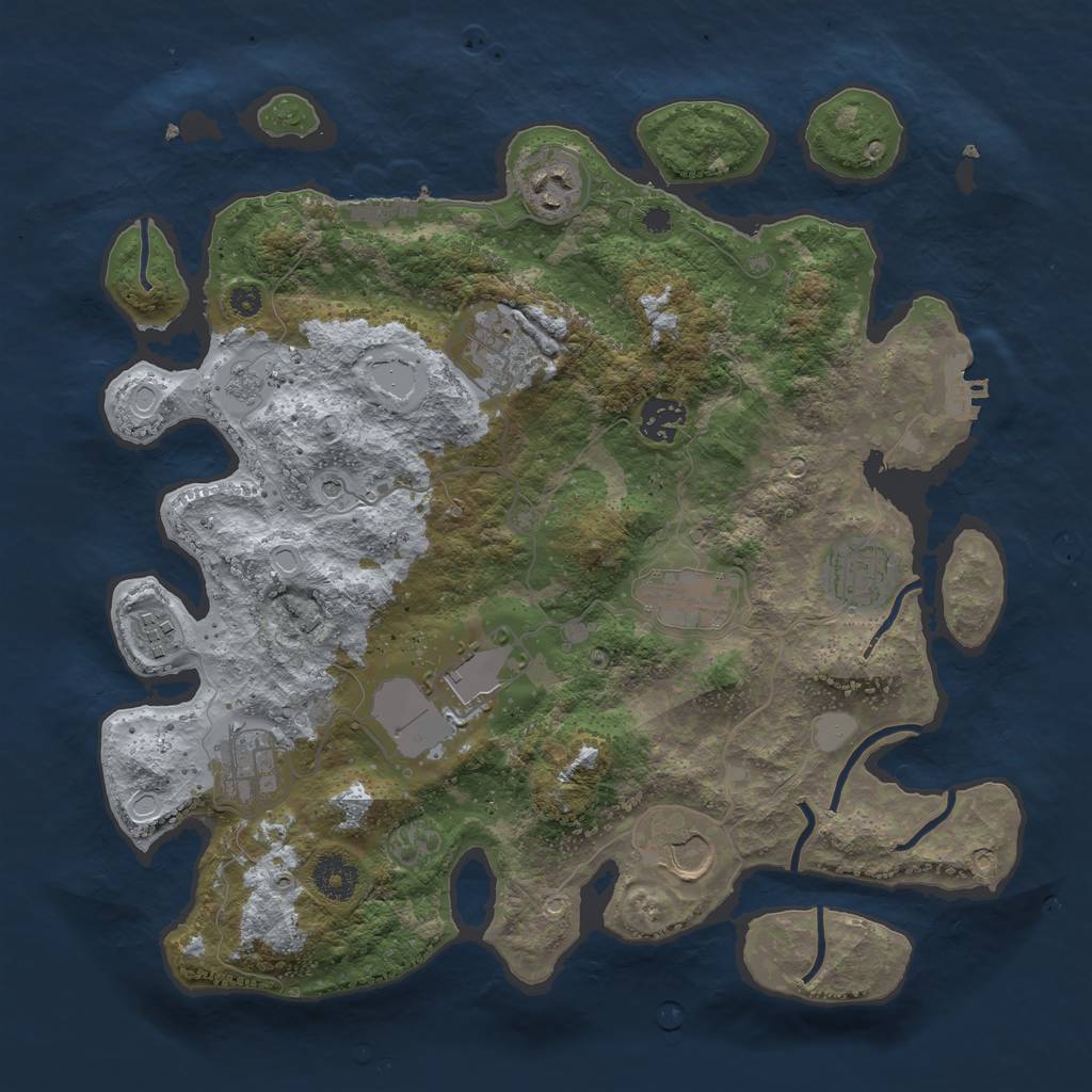 Rust Map: Procedural Map, Size: 3550, Seed: 57554426, 18 Monuments