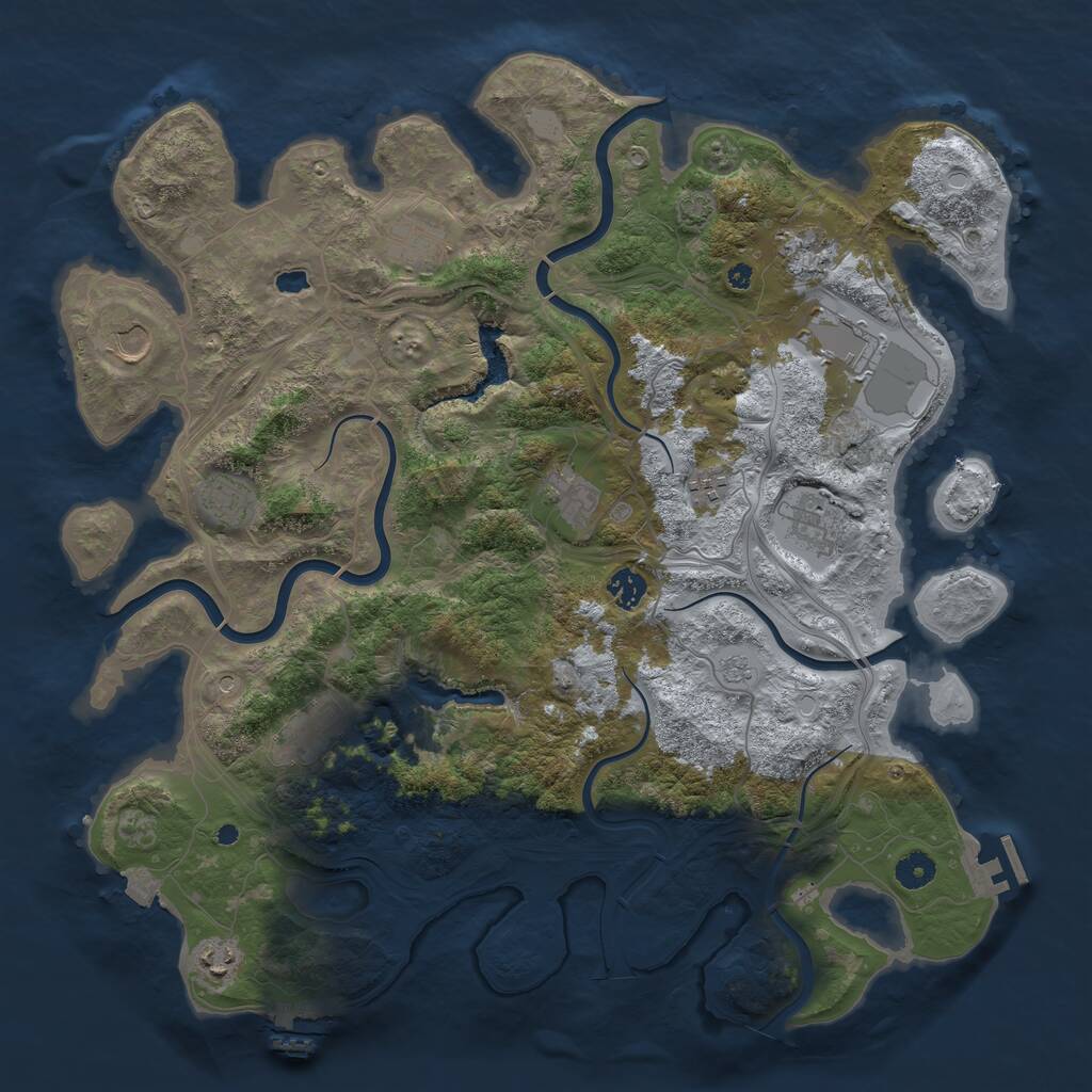 Rust Map: Procedural Map, Size: 4300, Seed: 1174266199, 17 Monuments