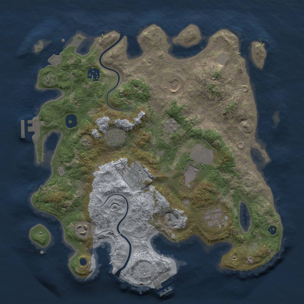 Rust Map: Procedural Map, Size: 3500, Seed: 37672232, 13 Monuments