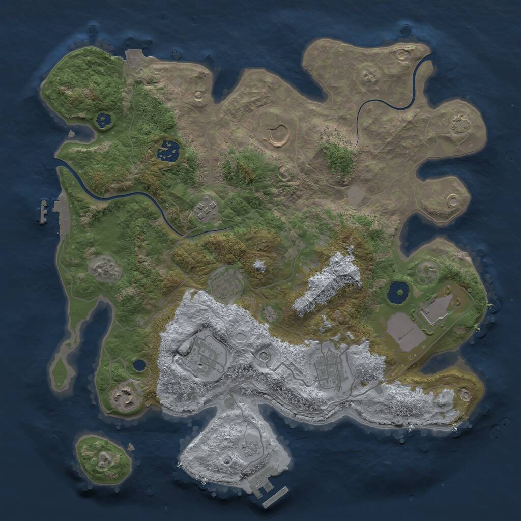 Rust Map: Procedural Map, Size: 3500, Seed: 856621, 14 Monuments