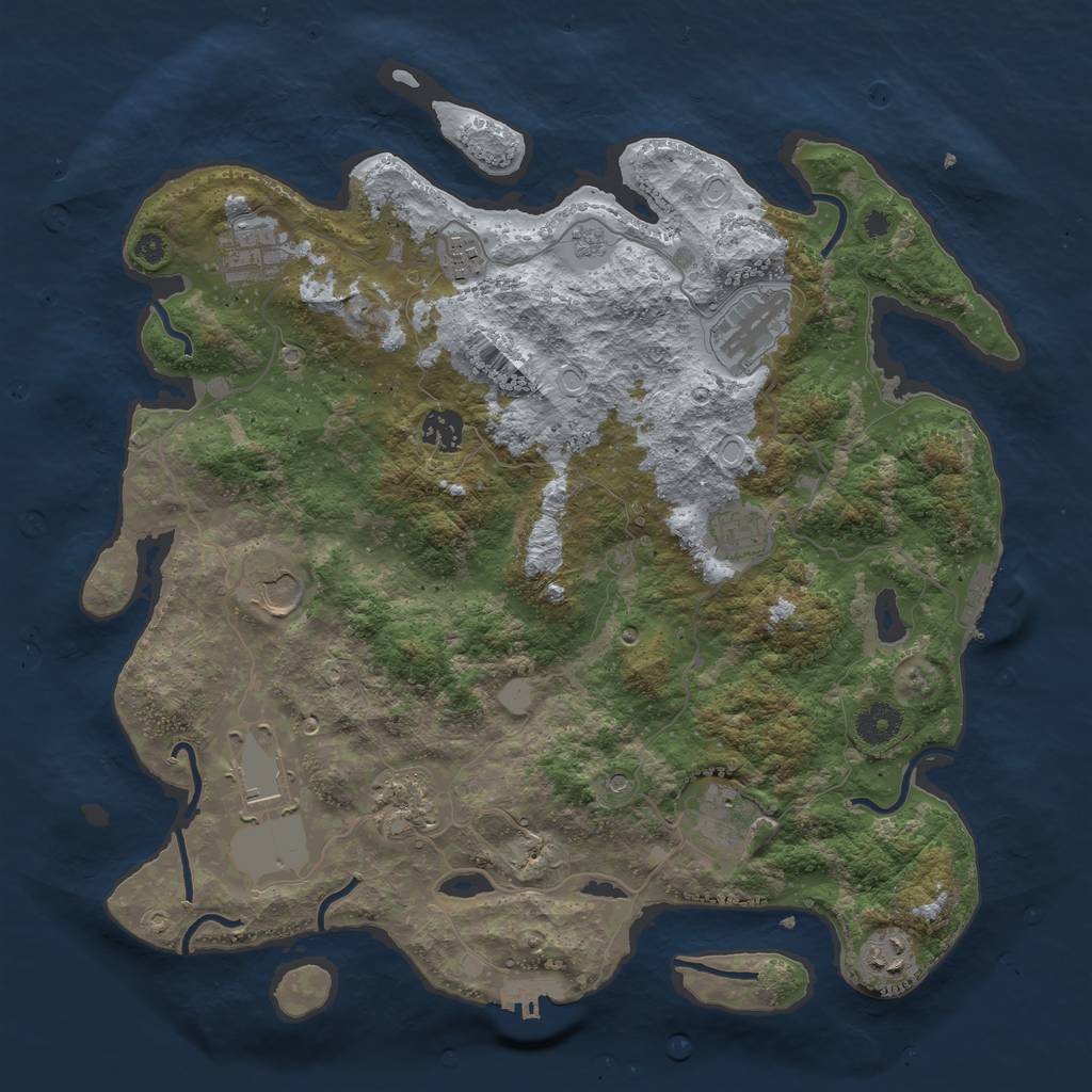 Rust Map: Procedural Map, Size: 3800, Seed: 68791838, 19 Monuments