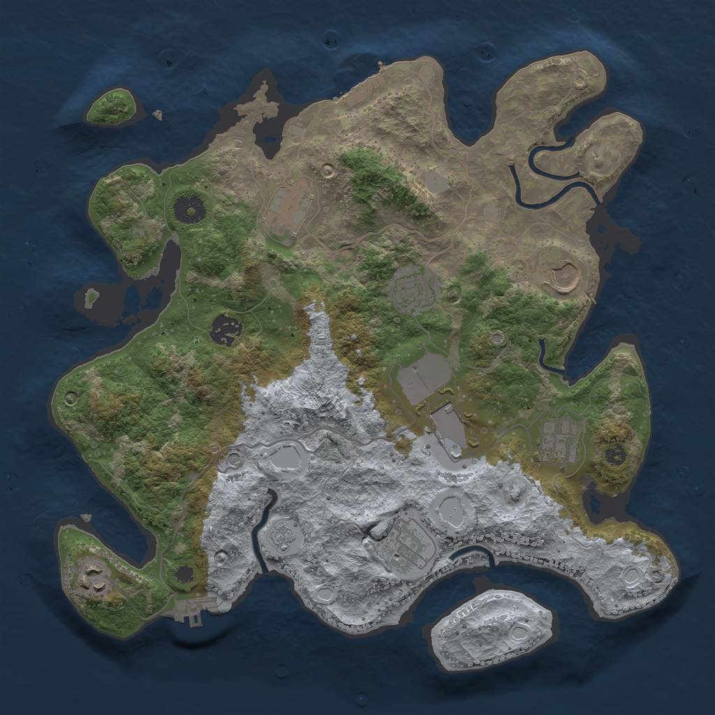 Rust Map: Procedural Map, Size: 3500, Seed: 1618609211, 17 Monuments