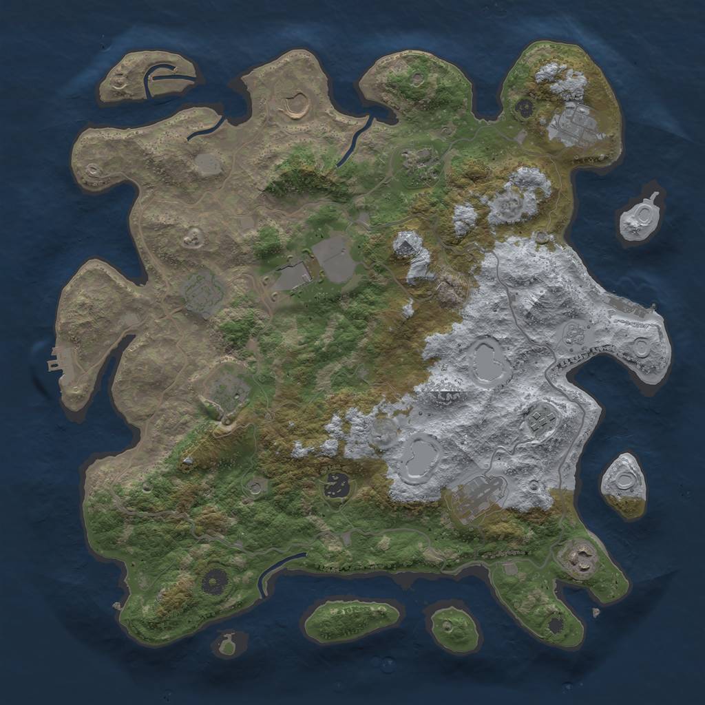 Rust Map: Procedural Map, Size: 4000, Seed: 1536, 19 Monuments