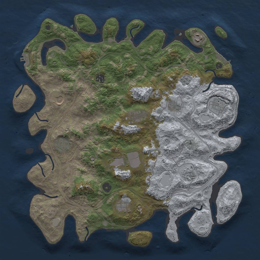 Rust Map: Procedural Map, Size: 4250, Seed: 77464577, 20 Monuments