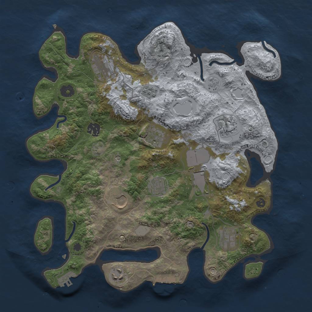 Rust Map: Procedural Map, Size: 3500, Seed: 1163544234, 19 Monuments