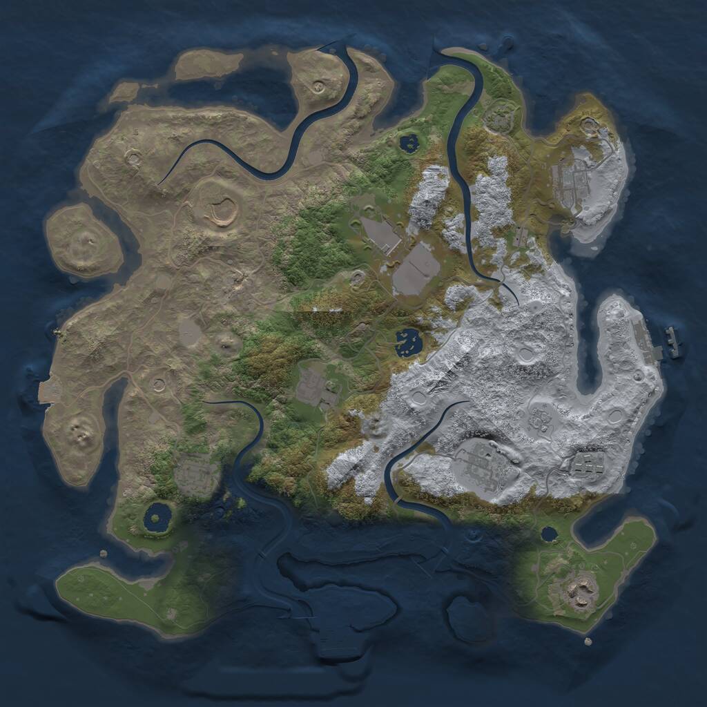 Rust Map: Procedural Map, Size: 3700, Seed: 48456, 15 Monuments