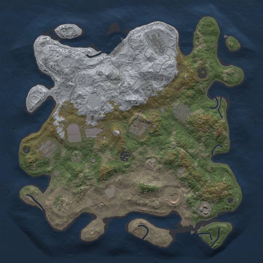 Rust Map: Procedural Map, Size: 3650, Seed: 31255885, 18 Monuments