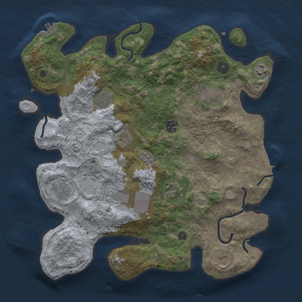 Rust Map: Procedural Map, Size: 3700, Seed: 87671899, 19 Monuments
