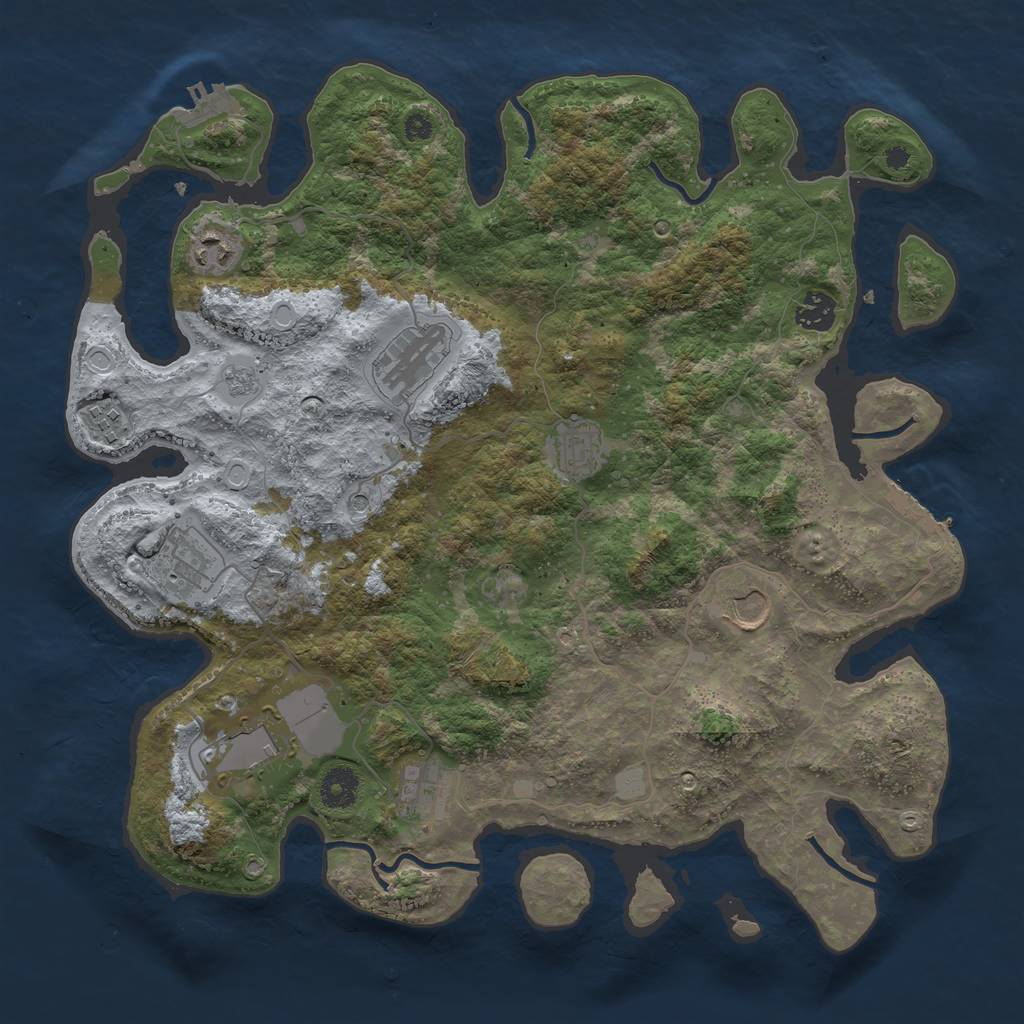 Rust Map: Procedural Map, Size: 3800, Seed: 57605095, 18 Monuments
