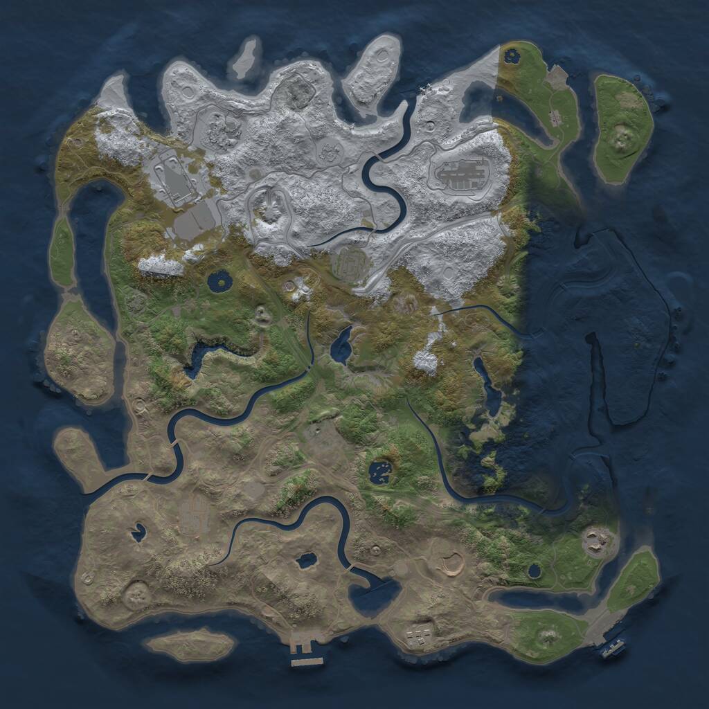 Rust Map: Procedural Map, Size: 4500, Seed: 1016, 16 Monuments