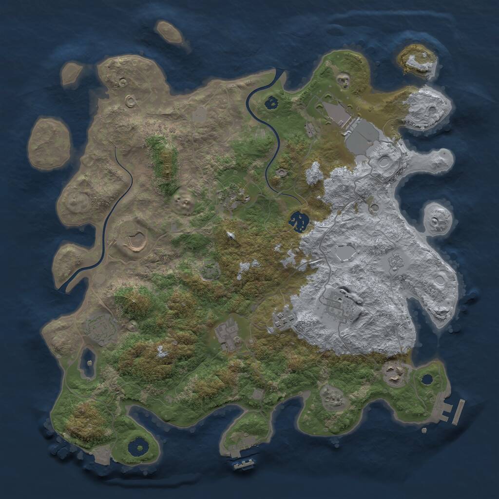 Rust Map: Procedural Map, Size: 3800, Seed: 7048687, 15 Monuments