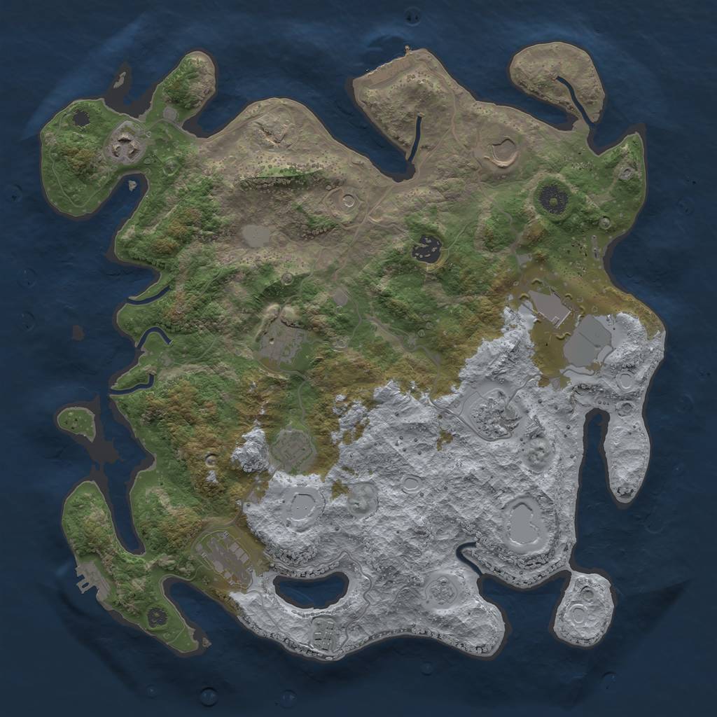 Rust Map: Procedural Map, Size: 3750, Seed: 36026066, 18 Monuments