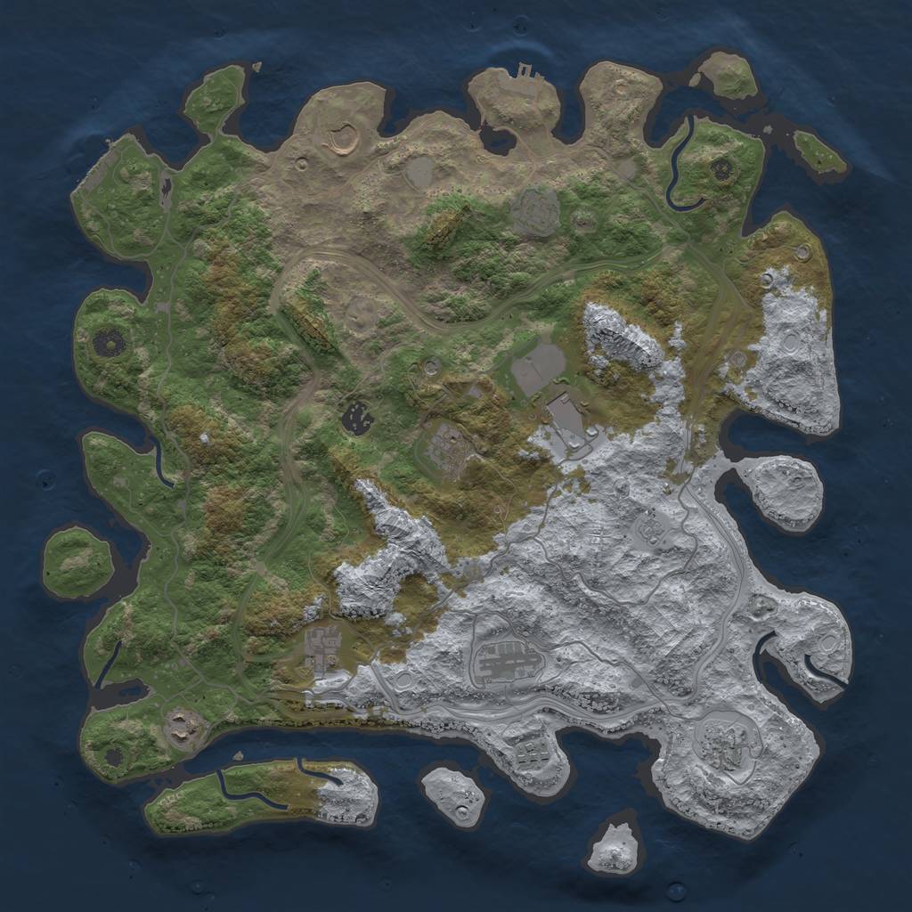 Rust Map: Procedural Map, Size: 4400, Seed: 36802810, 19 Monuments