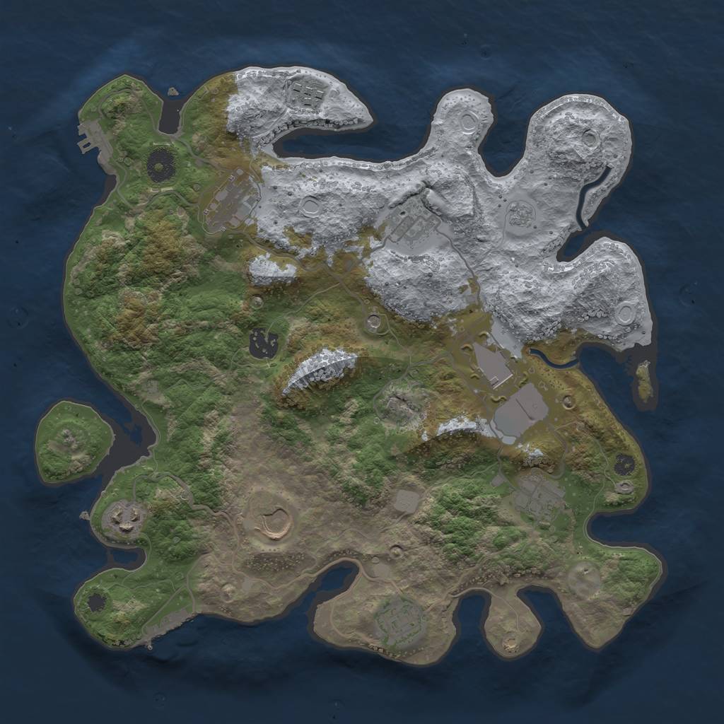 Rust Map: Procedural Map, Size: 3500, Seed: 1206388361, 18 Monuments