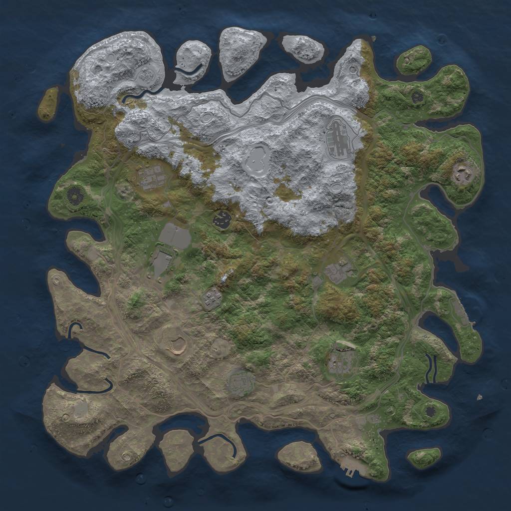 Rust Map: Procedural Map, Size: 4400, Seed: 52209921, 19 Monuments