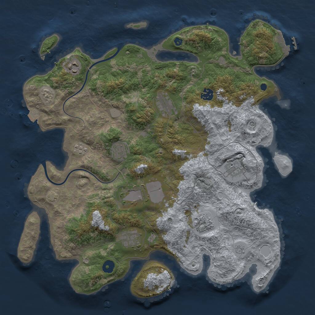 Rust Map: Procedural Map, Size: 3800, Seed: 16712924, 14 Monuments