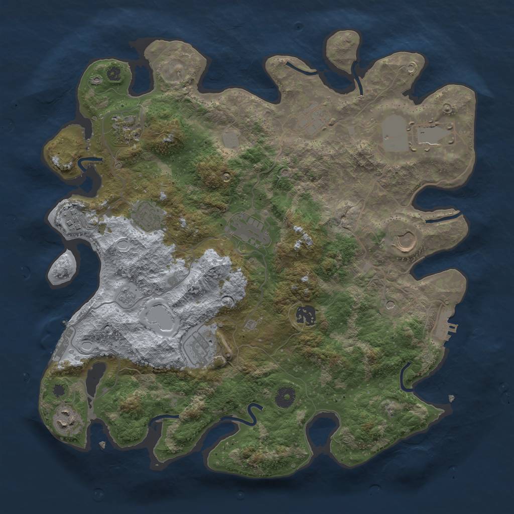 Rust Map: Procedural Map, Size: 3700, Seed: 852742, 19 Monuments