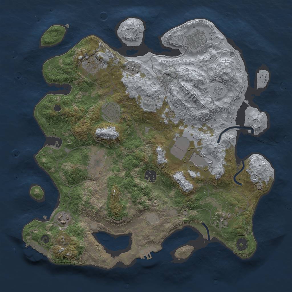 Rust Map: Procedural Map, Size: 3550, Seed: 63698696, 18 Monuments