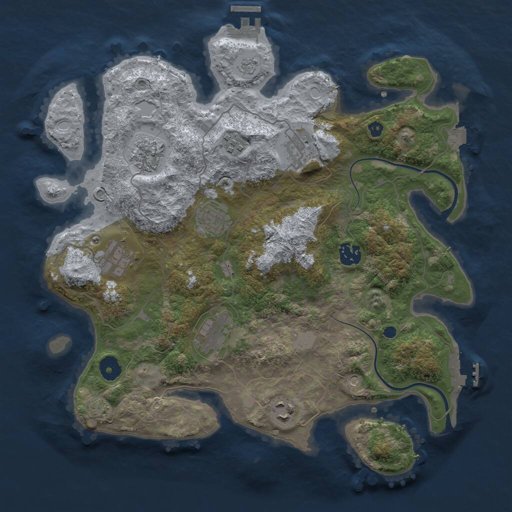 Rust Map: Procedural Map, Size: 3400, Seed: 42221667, 14 Monuments