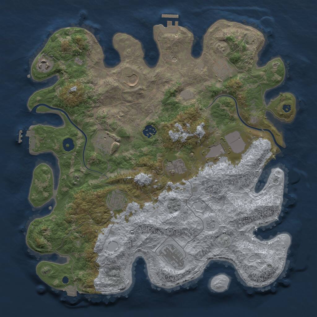 Rust Map: Procedural Map, Size: 3800, Seed: 41288475, 16 Monuments