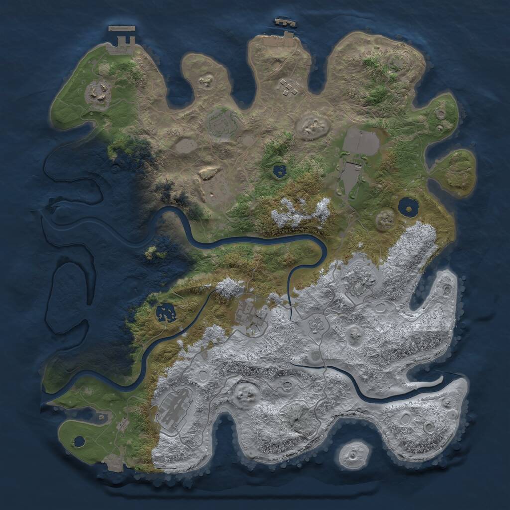Rust Map: Procedural Map, Size: 3800, Seed: 41288475, 15 Monuments