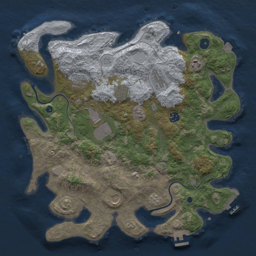 Rust Map: Procedural Map, Size: 3750, Seed: 3281333, 14 Monuments