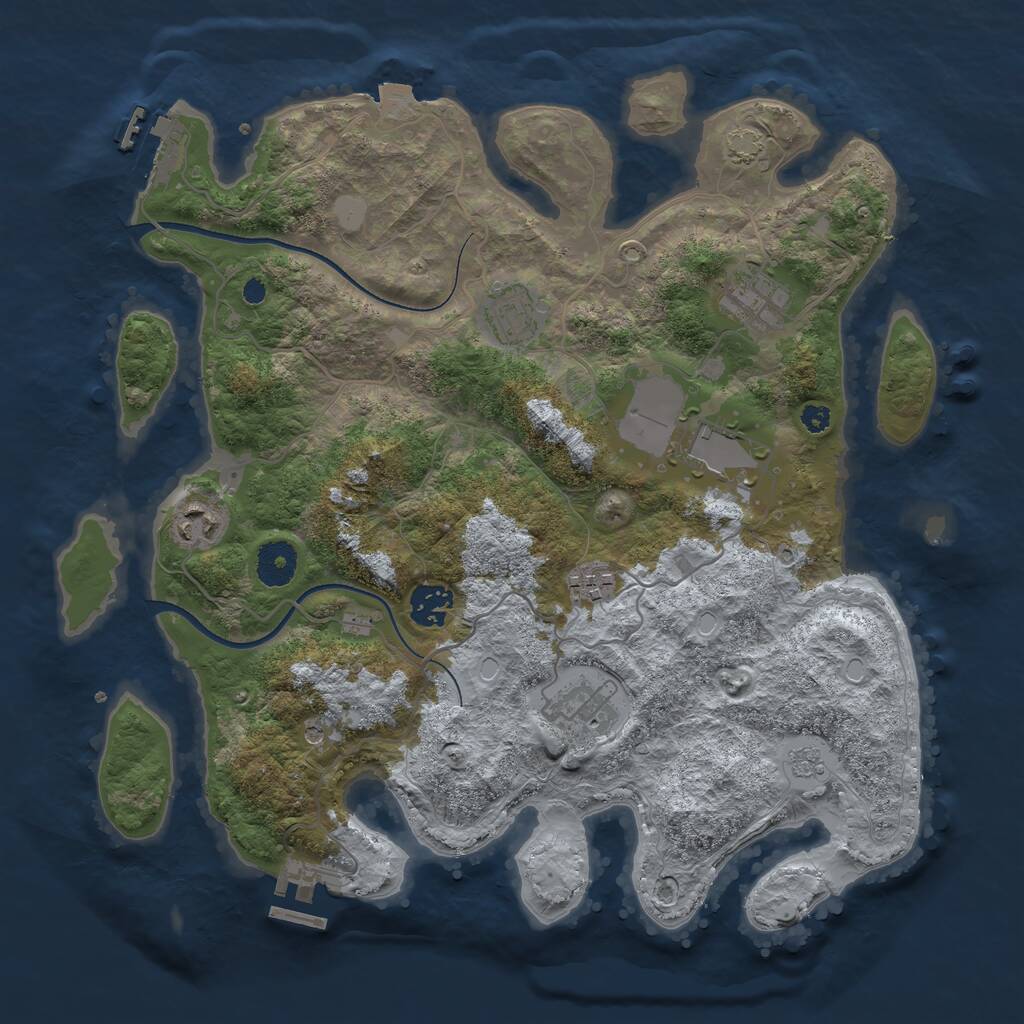 Rust Map: Procedural Map, Size: 3550, Seed: 57234290, 13 Monuments
