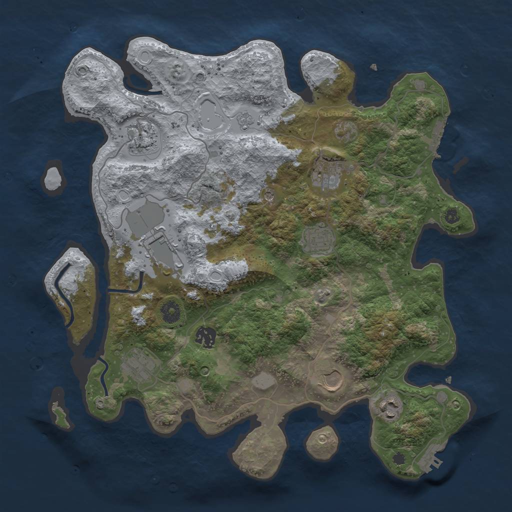 Rust Map: Procedural Map, Size: 3600, Seed: 9311069, 17 Monuments