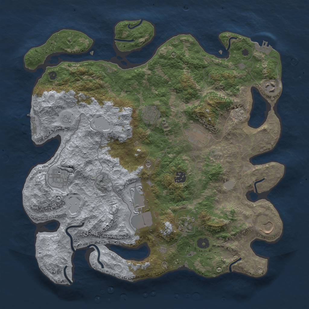 Rust Map: Procedural Map, Size: 3900, Seed: 29389344, 18 Monuments
