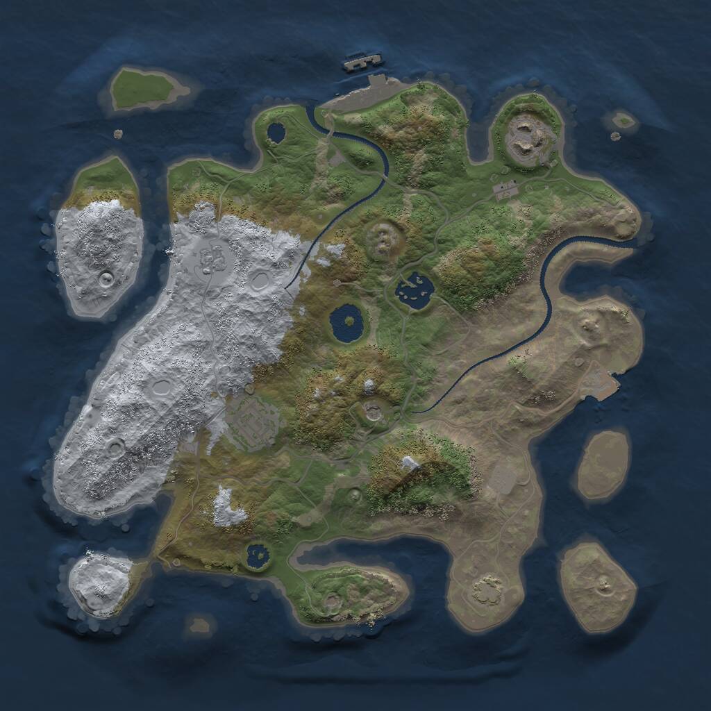 Rust Map: Procedural Map, Size: 3000, Seed: 46833, 8 Monuments